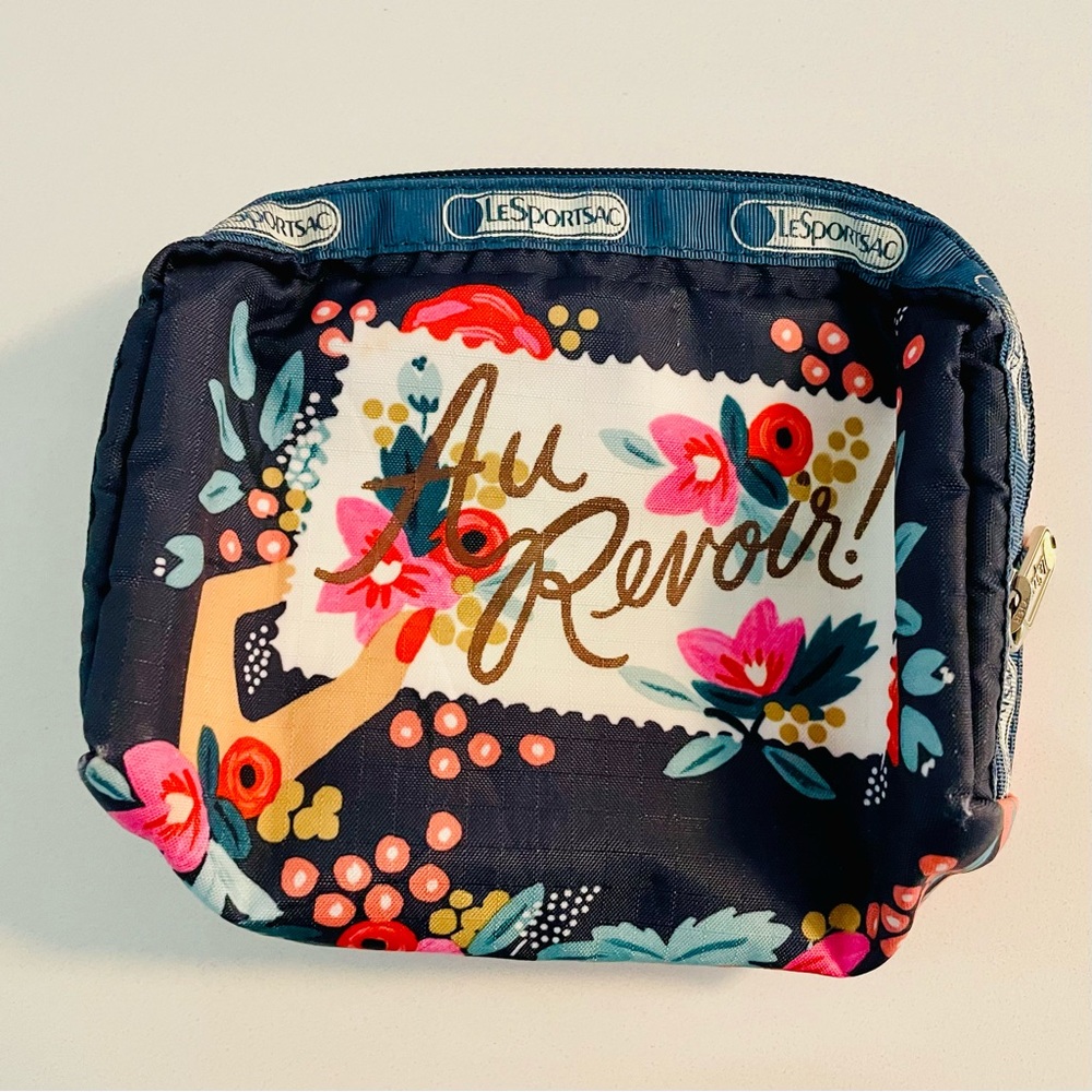 Lesportsac Rifle Paper Zip Makeup Clutch Case VGC Bon Voyage HTF Floral RARE